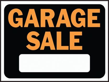 Hy-Ko Hy-Glo Series 3023 Identification Sign, Garage Sale, Fluorescent Orange Legend, Plastic Sells in Quantity of 10