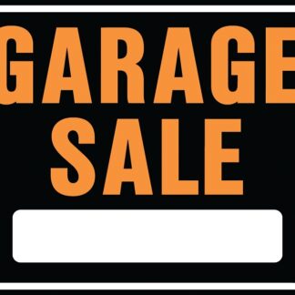 Hy-Ko Hy-Glo Series SP-110 Jumbo Identification Sign, Garage Sale, Fluorescent Orange Legend, Plastic Sells in Quantity of 5