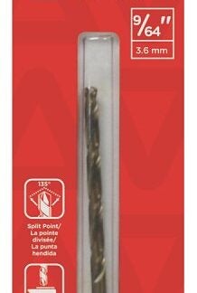 Task T50964 Drill Bit, 9/64 in Dia, 1/PK