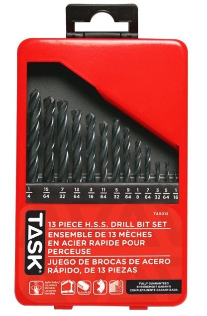 Task T40013 Drill Bit Set, 13-Piece, HSS