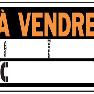 Hy-Ko 3090 Weather-Resistant Sign, A VENDRE (AUTO), Orange Legend, Black Background, Plastic Sells in Quantity of 10