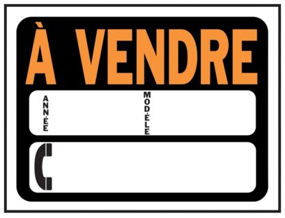 Hy-Ko 3090 Weather-Resistant Sign, A VENDRE (AUTO), Orange Legend, Black Background, Plastic Sells in Quantity of 10