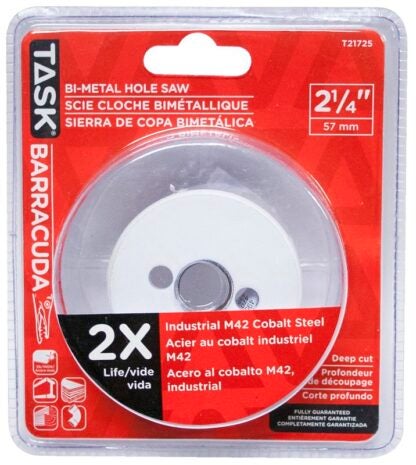 Task T21725 Hole Saw, 2-1/4 in Dia, 1-7/8 in D Cutting, Carbon Steel Cutting Edge