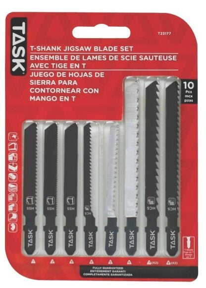 Task T23177 Jig Saw Blade Set, 10-Piece, T-Shank, HCS