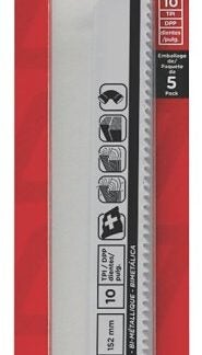 Task T22209-5 Reciprocating Blade, 6 in L, 10 TPI, 5/PK