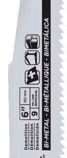 Task T23206 Reciprocating Saw Blade, 7/8 in W, 6 in L, 9 TPI