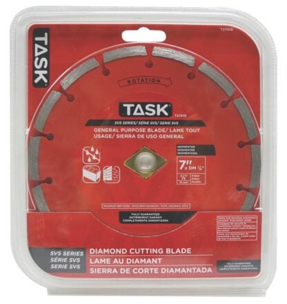 Task SVS Series T27410 Saw Blade, 7 in Dia, 5/8 in Arbor, Diamond Cutting Edge, Applicable Materials: Brick, Concrete