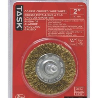 Task T25612 Wire Wheel, 1/4 in Arbor/Shank, Crimped Bristle, 2 in Dia Bristle