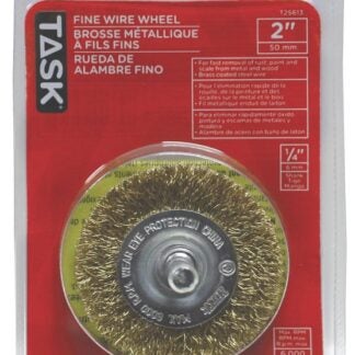 Task T25613 Wire Wheel, 2 in Dia, 1/4 in Arbor/Shank, Crimped Bristle, Steel Bristle