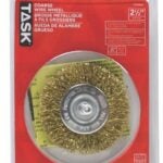 Task T25614 Wire Wheel, 2-1/2 in Dia, 1/4 in Arbor/Shank, Crimped Bristle, Steel Bristle