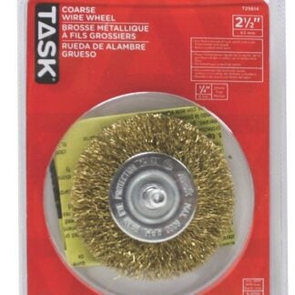 Task T25614 Wire Wheel, 2-1/2 in Dia, 1/4 in Arbor/Shank, Crimped Bristle, Steel Bristle