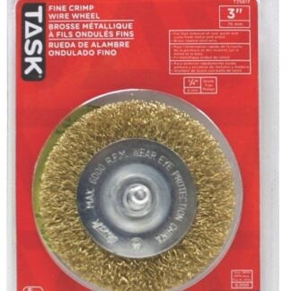 Task T25617 Wire Wheel Brush, 3 in Dia, 1/4 in Arbor/Shank, Crimped Bristle, Steel Bristle