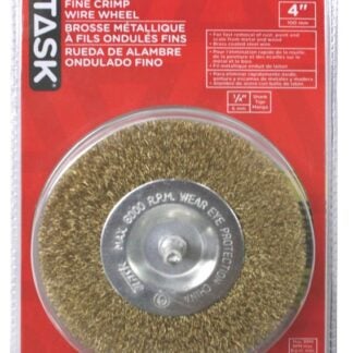 Task T25619 Wire Wheel, 1/4 in Arbor/Shank, Crimped Bristle, 4 in Dia Bristle