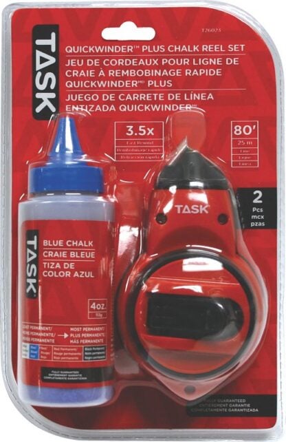 Task Quickwinder Plus Series T26023 Chalk Reel Set, 80 ft L Line