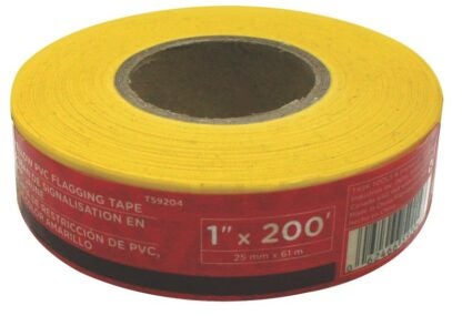 Task T59204 Flagging Tape, 200 ft L, 1 in W, Yellow, PVC