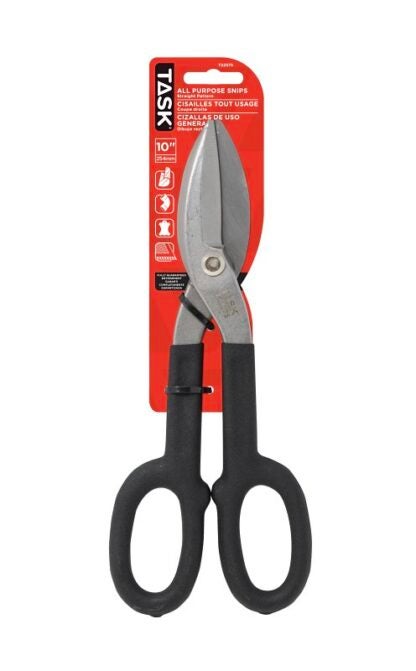 Task T22375 Snip, 10 in OAL, Straight Cut, Chrome Molybdenum Steel Blade