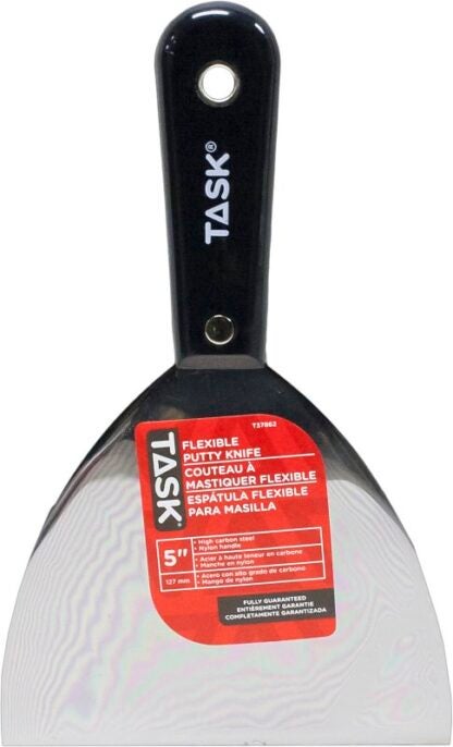 Task T37862 Flexible Putty Knife, 5 in W Blade, HCS Blade, Nylon Handle