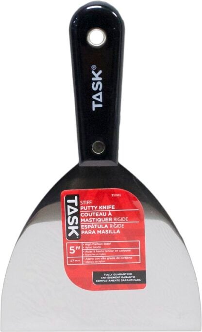 Task T37863 Stiff Putty Knife, 5 in W Blade, HCS Blade, Nylon Handle