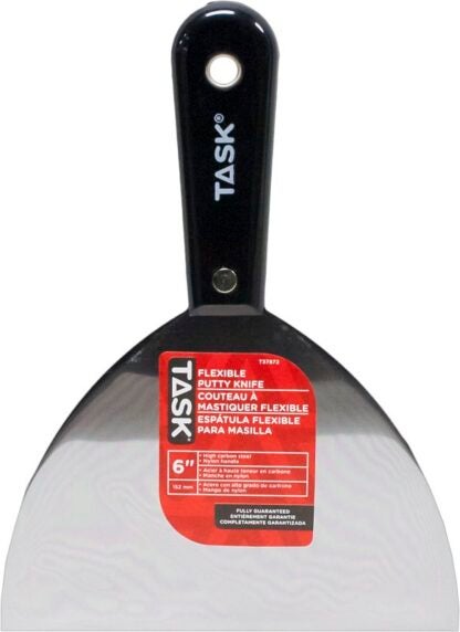 Task T37872 Flexible Putty Knife, 6 in W Blade, HCS Blade, Nylon Handle