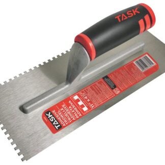 Task T33621 Adhesive Trowel, 11 in L Blade, 4-1/2 in W Blade, HCS Blade, Square Notch End, FlexFit Grip Handle