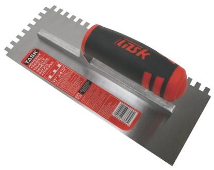 Task T33623 Adhesive Trowel, 11 in L Blade, 4-1/2 in W Blade, HCS Blade, Square Notch End, FlexFit Grip Handle