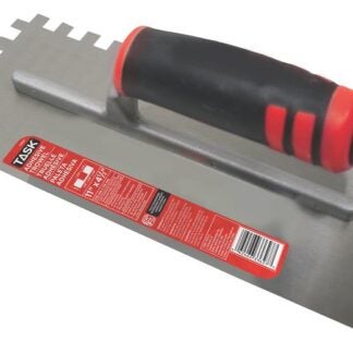 Task T33627 Adhesive Trowel, 11 in L Blade, 4-1/2 in W Blade, HCS Blade, Square Notch End, FlexFit Grip Handle