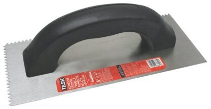 Task T33641 Adhesive Trowel, 9 in L Blade, 4 in W Blade, Steel Blade, Saw Tooth End, Polypropylene Handle