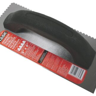 Task T33647 Adhesive Trowel, 9 in L Blade, 4 in W Blade, Steel Blade, V-Notch End, Polypropylene Handle