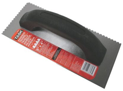 Task T33647 Adhesive Trowel, 9 in L Blade, 4 in W Blade, Steel Blade, V-Notch End, Polypropylene Handle