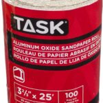 Task T32313 Sandpaper Roll, 3-2/3 in W, 25 ft L, 100 Grit, Fine, Aluminum Oxide Abrasive