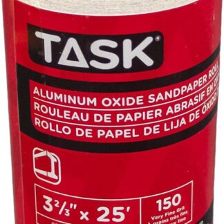 Task T32315 Sandpaper Roll, 3-2/3 in W, 25 ft L, 150 Grit, Very Fine, Aluminum Oxide Abrasive