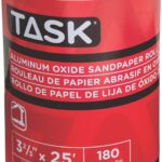 Task T32318 Sandpaper Roll, 3-2/3 in W, 25 ft L, 180 Grit, Very Fine, Aluminum Oxide Abrasive