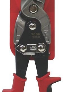 Task T22369 Aviation Snip, Left Cut, Chrome Molybdenum Steel Blade, Offset, Soft-Touch Handle, Red Handle