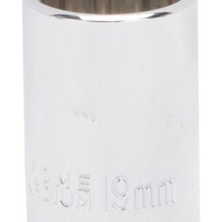 Vulcan MT6530224 Drive Socket, 19 mm Socket, 1/2 in Drive, 12-Point, Chrome Vanadium Steel, Chrome