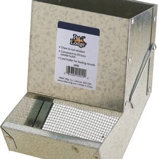 Pet Lodge AF5S Small Animal Feeder with Sifter Bottom, Steel, Galvanized, Wire Hook Mounting