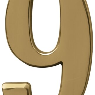 Hy-Ko Prestige Series BR-51PB/9 House Number, Character: 9, 5 in H Character, Brass Character, Solid Brass Sells in Quantity of 3