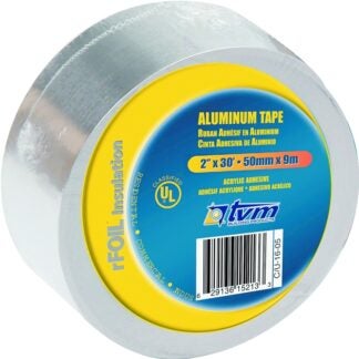 TVM TR2X30 Foil Tape, 30 ft L, 2 in W, Aluminum Backing