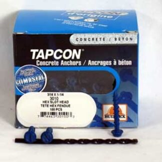 Tapcon 3010 Concrete Screw Anchor, 3/16 in Dia, 1-1/4 in L, Stainless Steel, Climaseal, 100/BX