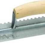 Marshalltown 702S Trowel, 11 in L, 4-1/2 in W, Square Notch, Curved Handle