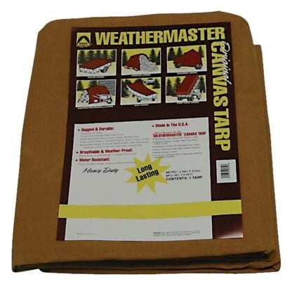 Dize Weathermaster CA1624D Tarpaulin, 24 ft L, 16 ft W, Canvas, Tan