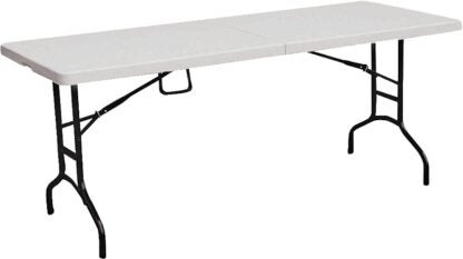 Simple Spaces TBL-072 Fold-in-Half Table, 6 ft OAW, 29-1/2 in OAD, 29 ft OAH, Steel Frame, Polypropylene Tabletop