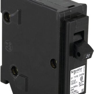 Square D Homeline CHOM120CP Circuit Breaker, Mini, Standard, 20 A, 1 -Pole, 120/240 VAC, Plug Mounting, Black