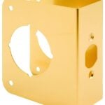 Prime-Line U 9556 Lock and Door Reinforcer, 2-3/8 in Backset, 1-3/4 in Thick Door, Brass, Brass, 4-1/2 in H, 3-7/8 in W