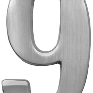 Hy-Ko Prestige Series BR-51SN/9 House Number, Character: 9, 5 in H Character, Nickel Character, Solid Brass Sells in Quantity of 3