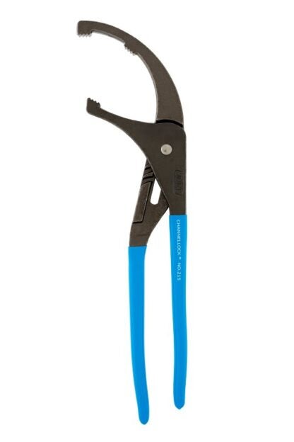 Channellock 215 Oil Filter Plier, 15-1/2 in OAL, 5-1/2 in Jaw Opening, Blue Handle, Comfort-Grip Handle, 3-1/2 in L Jaw