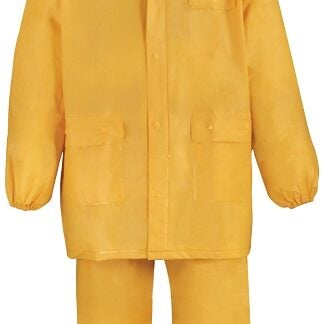 Diamondback 8127M Rain Suit, M, 28-1/2 in Inseam, PVC, Yellow, Drawstring Collar, Zipper with Storm Flap Closure