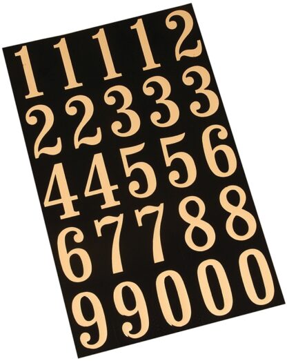 Hy-Ko MM-5N Packaged Number Set, 3 in H Character, Gold Character, Black Background, Vinyl