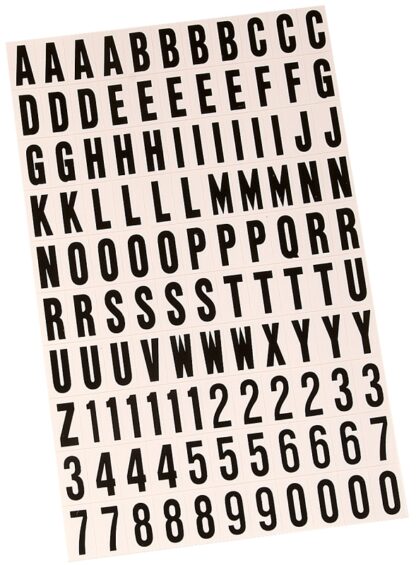 Hy-Ko MM-6 Packaged Number and Letter Set, 3/4 in H Character, Black Character, White Background, Vinyl Sells in Quantity of 10