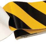 Hy-Ko TAPE-1 Reflective Safety Tape, 24 in L, 2 in W, Vinyl Backing, Black/Yellow Sells in Quantity of 5