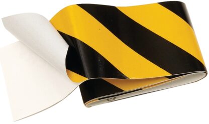 Hy-Ko TAPE-1 Reflective Safety Tape, 24 in L, 2 in W, Vinyl Backing, Black/Yellow Sells in Quantity of 5